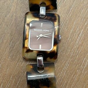 Michael Kors tortoise shell links watch bracelet watch square face New battery